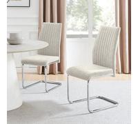FurnitureboxUK Lorenzo 2x Fabric Silver Leg Dining Chair in Cream FurnitureboxUK Cream