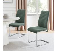 FurnitureboxUK Lorenzo 2x Fabric Silver Leg Dining Chair in Green FurnitureboxUK Green