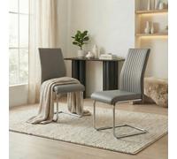 Furnitureboxuk 2X Lorenzo Faux Leather Chrome Dining Chairs In Grey Grey