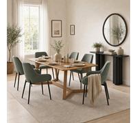 Furniturebox Lulworth Rectangular Walnut Effect Wood 6 Seater Dining Table And Chairs, Rectangular Dining Table And Chairs Set