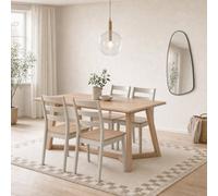 Furniturebox Lulworth Rectangular Whitewashed Wood 6 Seater Dining Table And Chairs, Rectangular Dining Table And Chairs Set