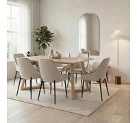 Furniturebox Uk Lulworth Whitewashed Wood Dining Table 6 Cream Beaumont Chairs