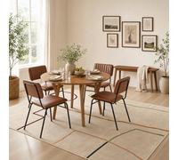 Furniturebox Lynton Round Walnut Effect Wood 4-6 Seater Dining Table And Chairs, Solid Wood Dining Table And Chairs, Dining Set