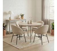 Furniturebox Lynton Round Whitewashed Wooden Dining Table & 4 Nella Chairs