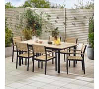 Furniturebox Malva Wooden Garden Dining Table & Chairs, Teak Extending 6 - 8 Seat Garden Dining Set, Patio Outdoor Table & Chairs