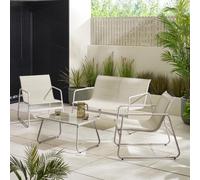 Furniturebox Naxos Garden Coffee Sofa Set - Cream 4 Seater Garden Coffee Set, Patio Table & Chairs Set, 2 Outdoor Chairs & Sofa