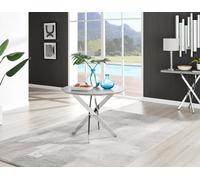 FurnitureboxUK Novara 100cm Round 4-Seater Dining Table With Silver Chrome Legs in Grey FurnitureboxUK Grey
