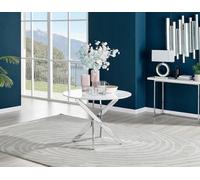 FurnitureboxUK Novara 100cm Round 4-Seater Dining Table With Silver Chrome Legs in White FurnitureboxUK White