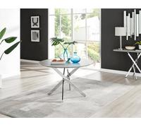 FurnitureboxUK Novara 120cm Round 6-Seater Dining Table With Silver Chrome Legs in Grey FurnitureboxUK Grey