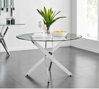 FurnitureboxUK Novara 120cm Round 6-Seater Glass & Metal Starburst Dining Table in Silver FurnitureboxUK Silver