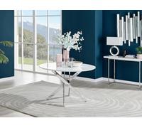 FurnitureboxUK Novara 120cm Round 6-Seater Dining Table With Silver Chrome Legs in White FurnitureboxUK White
