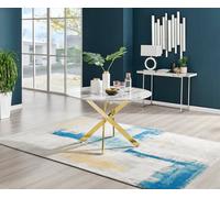 FurnitureboxUK Novara 120cm Round 6-Seater Dining Table With Gold Chrome Legs in Off-White FurnitureboxUK Off-White