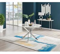 FurnitureboxUK Novara 120cm Round 6-Seater Dining Table With Silver Chrome Legs in Off-White FurnitureboxUK Off-White