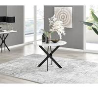 Furniturebox Novara Round White High Gloss And Black Metal 4 Seater Dining Table - Round Dining Table - Round Dining Table For 4