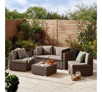 FurnitureboxUK Orlando 4 Seat Modular Outdoor Garden Sofa - Rattan Garden Sofa with Thick Cushions - Garden Coffee Table in Brown FurnitureboxUK Brown