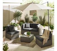 FurnitureboxUK Orlando 4 Seat Modular Outdoor Garden Sofa - Rattan Garden Sofa with Thick Cushions - Garden Coffee Table in Grey FurnitureboxUK Grey