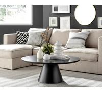 FurnitureboxUK Palma Round Coffee Table with Pedestal Pillar Base & Semi-Matte or High Gloss Finish for Modern Minimalist Industrial Look in Black FurnitureboxUK Black