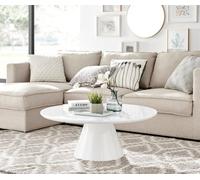 FurnitureboxUK Palma Round Coffee Table with Pedestal Pillar Base & Semi-Matte or High Gloss Finish for Modern Minimalist Industrial Look in White FurnitureboxUK White