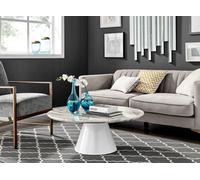 FurnitureboxUK Palma Round Coffee Table with Pedestal Pillar Base & Semi-Matte or High Gloss Finish for Modern Minimalist Industrial Look in Off-White FurnitureboxUK Off-White