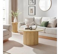 FurnitureboxUK Penrose Round Wooden Pedestal Coffee Table in Light Oak FurnitureboxUK Light Oak