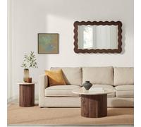 FurnitureboxUK Penrose Round Walnut & Cream Marble Effect Coffee Table FurnitureboxUK Walnut