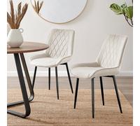 Furniturebox Pesaro 2X Cream Velvet Black Legs Dining Chairs - Dining Chairs Set Of 2 - Velvet Dining Chairs - Kitchen Chairs
