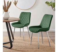 FurnitureboxUK 2x Pesaro Velvet Silver Leg Luxury Dining Chairs in Green FurnitureboxUK Green