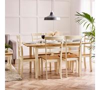 FurnitureboxUK Salcombe Large Rectangular Wooden Table & 6 Whitby Dining Chairs in Cream FurnitureboxUK Cream