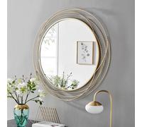 FurnitureboxUK Saskia 90cm Round Gold Art Deco Layed Metal Rope Hallway Bedroom Dining & Living Room Wall Mirror FurnitureboxUK Gold