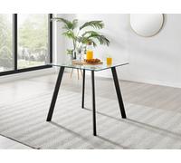 FurnitureboxUK Seattle 80cm 4-Seater Square Space Saving Glass Dining Table With Metal Legs in Black FurnitureboxUK Black