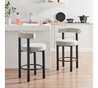 FurnitureboxUK 2x Seren Grey Fabric Bar Chairs Black Legs FurnitureboxUK Grey