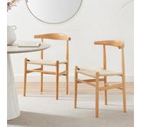 FurnitureboxUK Lugar 2x Solid Beech Wooden Rope Dining Chairs in Light Brown FurnitureboxUK Light Brown