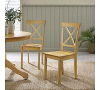 FurnitureboxUK Millford x2 Solid Wood Crossback Dining Chairs in Light Oak FurnitureboxUK Light Oak
