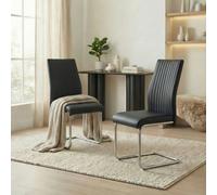 FurnitureboxUK 2x Lorenzo Faux Leather Chrome Dining Chairs in Black FurnitureboxUK Black