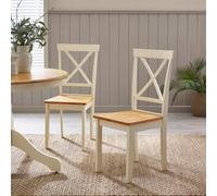 FurnitureboxUK Millford x2 Solid Wood Crossback Dining Chairs in Cream FurnitureboxUK Cream