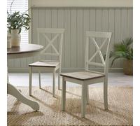 FurnitureboxUK Millford x2 Solid Wood Crossback Dining Chairs in Light Grey FurnitureboxUK Light Grey