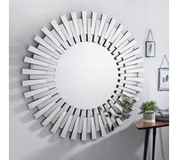 Furniturebox Starburst Large 120Cm 3D Silver Round Sunburst Modern Hallway Bedroom Dining And Living Room Mirror