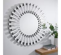 Furniturebox Starburst Medium 80Cm 3D Silver Round Sunburst Modern Hallway Bedroom Dining And Living Room Mirror