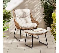 Furniturebox Tahiti PE Rattan Effect Outdoor Garden Chair & Footstool