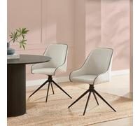 Furniturebox Uk 2X Beaumont Cream Fabric Swivel Dining Chairs