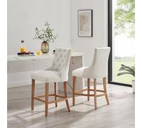 FurnitureboxUK 2x Belgravia Beige Fabric Bar Chairs Oak Effect Legs FurnitureboxUK Beige