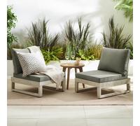 Furniturebox Uk 2X Brisa Limewash Wood And Grey Garden Chairs Set