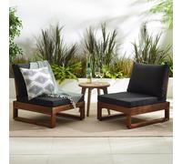 Furniturebox Uk 2X Brisa Walnut Wood And Black Garden Chairs Set