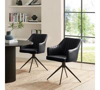 FurnitureboxUK 2x Calla Black Faux Leather Swivel Dining Chairs FurnitureboxUK Black