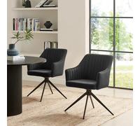 FurnitureboxUK 2x Calla Black Velvet Swivel Dining Chairs FurnitureboxUK Black