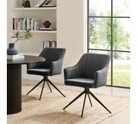FurnitureboxUK 2x Calla Grey Velvet Swivel Dining Chairs FurnitureboxUK Grey