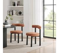 FurnitureboxUK 2x Isola Terracotta Orange Fabric Dining Chairs Black Legs FurnitureboxUK Terracotta