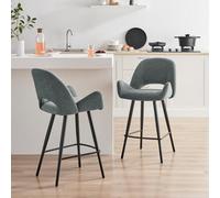 FurnitureboxUK 2x Layla Grey Fabric Bar Chairs FurnitureboxUK Grey