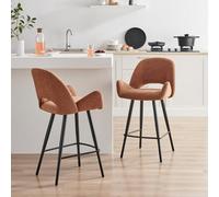 FurnitureboxUK 2x Layla Terracotta Orange Fabric Bar Chairs FurnitureboxUK Terracotta