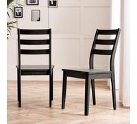 FurnitureboxUK 2x Lynton Black Wooden Dining Chairs FurnitureboxUK Black
